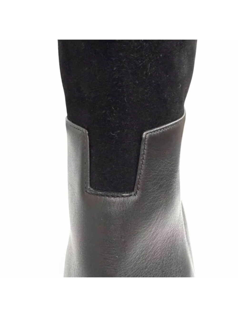 Hermes Suede Leather the H Logo Design Long Boots Black